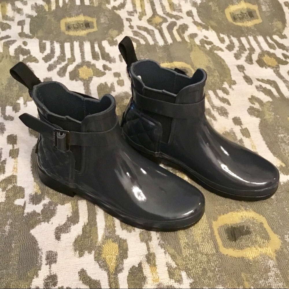 Hunter Gloss Quilted Chelsea Rain Booties